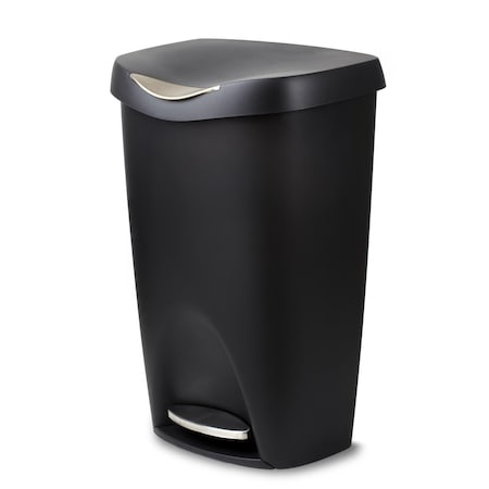 Vortex 13 gal Brim Large Kitchen Trash Can with Stainless Steel Foot Pedal - Black VO2611101